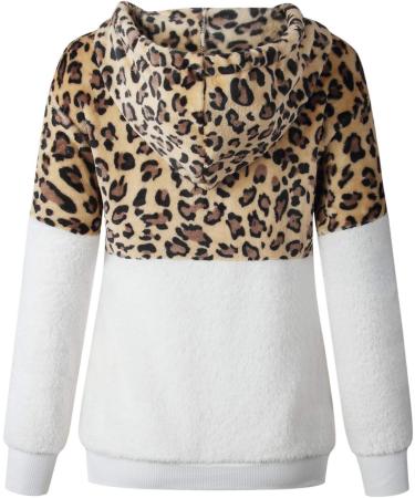 Bigfanshu Women's Tops Leopard Patchwork Long Sleeve Sweatshirt Pullover Shirt Blouse White - Buy Online on GoSupps.com