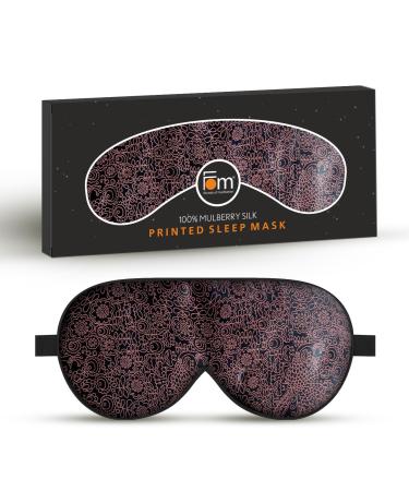 Friends of Meditation 100% Mulberry Silk Sleep Mask Eye Mask and Blind Fold (Red Print)