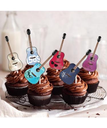 18pcs Glitter Popular Singer Guitar Dessert Cupcake Topper Cheer to Worldwide Concert Theme Decor Pick for Fan Men Women Happy Birthday Party Decorations Supplies - Buy Online on GoSupps.com