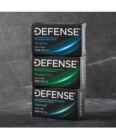 Defense Soap All Natural Tea Tree Bar Soap 3 Bar Variety Pack - Original Peppermint Oatmeal | Natural Antifungal & Antibacterial Soap - Buy Online on GoSupps.com