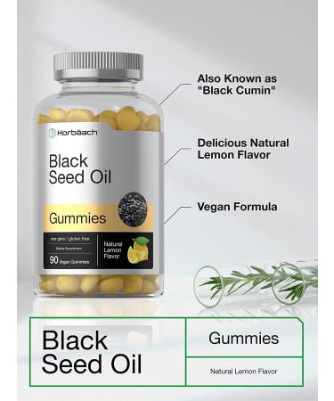 Blackseed Oil Gummies 90 count - Vegan Non-GMO Gluten Free Formula - Nigella Sativa - Natural Lemon Flavor by Horbaach - Buy Online on GoSupps.com
