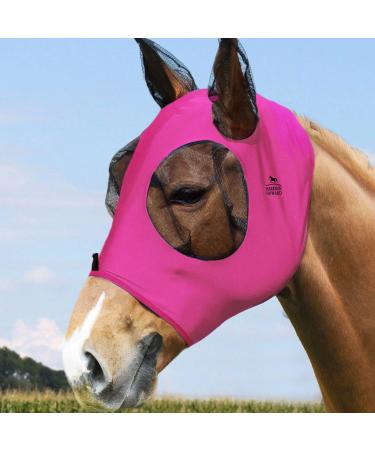 Harrison Howard Super Comfort Stretchy Fly Mask Large Eye Space with UV Protection Skin with Breatathability Rosenrot XL X-Large Rosenrot