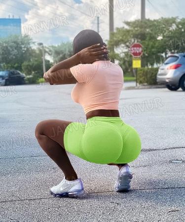 JANVUR High Waisted Butt Lifting Yoga Shorts | Seamless Gym Booty Lift | N-green, Small - Buy Online on GoSupps.com