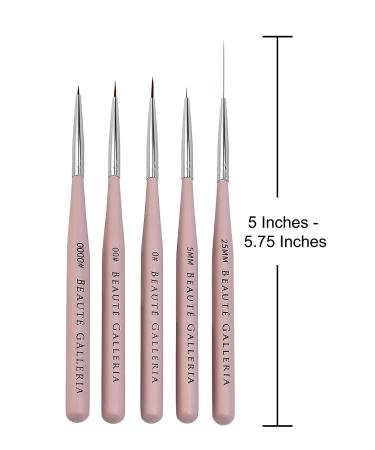 Beaute Galleria 5 Pieces Nail Art Brush Set for Detail Painting & Striping - Liners & Striping Brushes for Thin Fine Line Drawing - 4mm, 7mm, 9mm, 5mm, 25mm - Buy Online on GoSupps.com