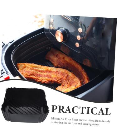 GRIRIW Air Fryer Pad Non Stick Baking Pan Reusable Air Fryer Baskets Silicone Bakeware Foldable Black 22X6CM - Buy Online on GoSupps.com
