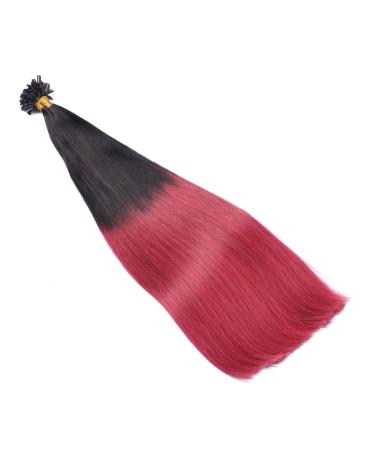 Buy #1B/Burgundy Ombre Keratin Bonding Hair Extensions - 40cm 25 Strands 100% Remy Real Hair - High Quality U-Tip by Novon - Buy Online on GoSupps.com
