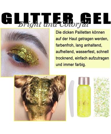  EONFAVE EONFAVE Glitter Gel for Body Face and Hair Liquid Glitter Large Glitter for Body and Hair Clothing Decoration Sequins and Accessories (105# Yellow) - Buy Online on GoSupps.com