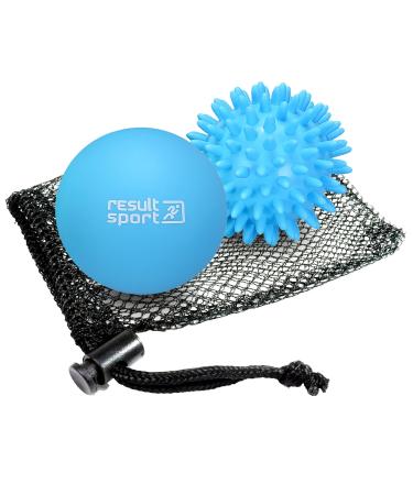 Resulting lacrosse & hedgehog ball massage ball set plantar fasciitis foot massage trigger point massage deep fabric myofasian relief - blue