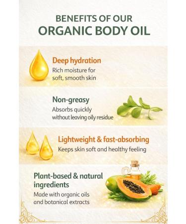Organic Body Oil with Carrot & Papaya Extract Natural Moisturizing Body Oil for Dry Skin Non-Greasy Fast Absorbing Daily Body Moisturizer Hydrating Skin Oil 6.7 fl oz - Buy Online on GoSupps.com
