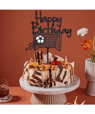 Soccer Happy Birthday Cake Topper Black Football Themed Birthday Cake Decoration for Men Boys Soccer Theme Birthday Party Decoration - Buy Online on GoSupps.com