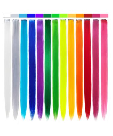 13 Pcs Multi-Color Hair Extensions - 20 Inch Clip-in Rainbow Highlights for Women & Kids - Buy Online on GoSupps.com