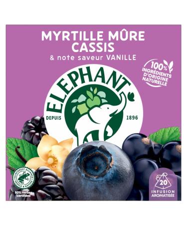 Elephant Flavored Infusion Blueberry Blackcurrant & Vanilla Taste Rainforest Alliance Certified 100% Natural Origin Ingredients