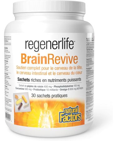 Natural Factors Regenerlife BrainRevive 30 convenient packets Five-in-One Supplement Kit Daily Full-Nutrient Packets Contain: Phosphatidylserine Bioavailable Curcumin Omega-3 EPA/DHA Grapeseed Extract and High-Potency Five-Strain Probiotics Supports Your  - Buy Online on GoSupps.com