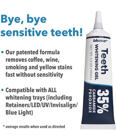 Advance+ 35% Carbamide Peroxide Teeth Whitening Gel Refill for Trays - 33 Syringes - Compatible with LED, UV, Blue Lights and Invisalign - Buy Online on GoSupps.com