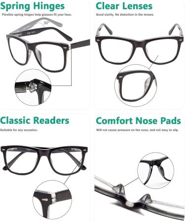 Buy Eyekepper Women's & Men's Reading Glasses Large Square Lenses Spring Hinges Black 0.75 Diopters International Shipping Available - Buy Online on GoSupps.com