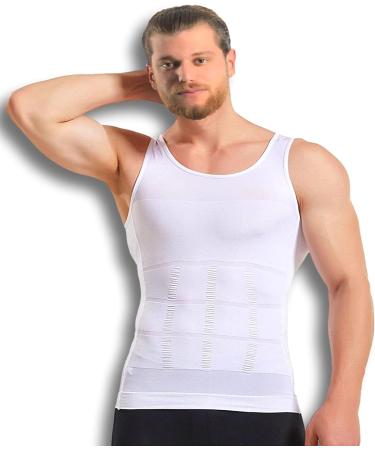 Men's Mistirik Compression Shirt - Slimming Body Shaper Vest - White XL - Buy Online on GoSupps.com