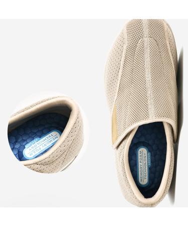 ALASON Diabetic Orthopaedic Shoes for Men - Extra Wide Comfort Sneakers for Swollen Feet, Arthritis, Edema - Beige Size 41 - Buy Online on GoSupps.com