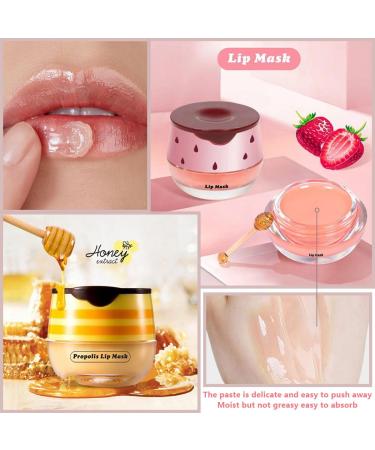 4 PCS Honey Lip Balm Vitamin E Propolis & Strawberry & Watermelon & Apple Lime Lip Sleeping Mask Moisturizing Lip Balm with Stick Hydrating Prevention Dry & Cracked Lip Care (4 Flavors) 4 Kinds of Fruits Lip Balm - Buy Online on GoSupps.com