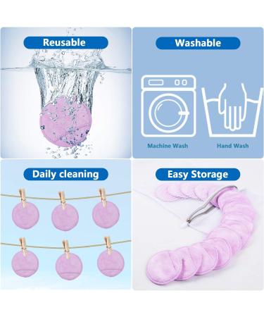 Kinhwa Smart Pads - 14 Reusable Microfiber Cotton Makeup Towels | Washable & Sustainable Facial Cleaning Pads - Perfect for Cleansing - 1 Pack (Purple) - Buy Online on GoSupps.com
