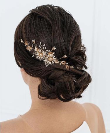 SWEETV Gold Wedding Hair Comb for Women - Pearl Bridal Hair Accessories - Buy Online on GoSupps.com