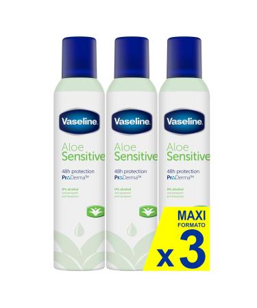 Vaseline Vaseline Aloe Sensitive 48h 250ml | 0% d'alcool (pack de 3)