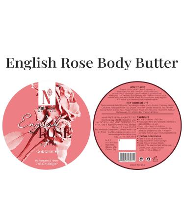 Nutriglow Naturals English Rose Body Butter Cream Deep Nourishing Moisturizing for Healthy Glowing Skin Anti-Aging & Dark Spot Treatment 7.05 oz - Buy Online on GoSupps.com