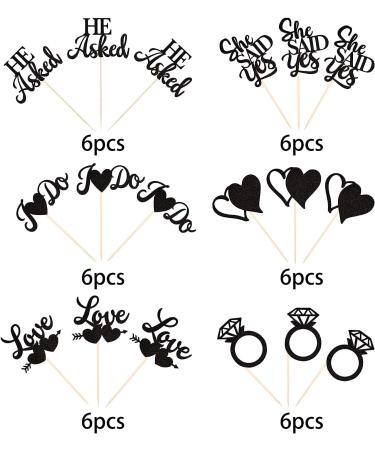 Pack of 36 He Asked She Said Yes Cake Decoration Birthday She Said Yes Cake Toppers Glitter Cake Decoration Diamond Ring Heart Cake Topper Muffin Decoration for Wedding Engagement Bridal Party Colour 4 - Buy Online on GoSupps.com