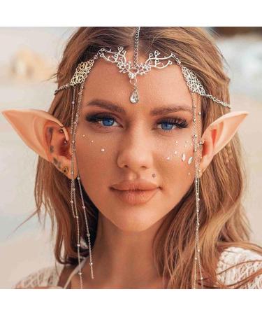 Jovono Boho Headchain with Fairy Elf Ears Silver Headpieces Festive Costume Hair Accessories for Women and Girls - Buy Online on GoSupps.com