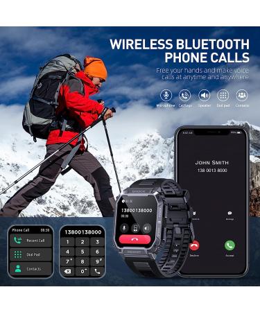 PUREROYI Military Smart Watch for Men - 1.95'' IP68 Waterproof with Bluetooth Call and 123 Sports Modes - Tactical Smartwatch for iPhone and Android - Black - Buy Online on GoSupps.com