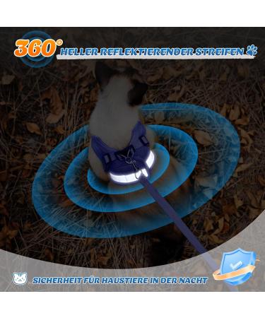 Soft Cat Vest with Leash & Supet Cat Dishes for Kittens & Small Dogs - Blue Size S (26-32 cm) - Ideal for Chihuahua & Pets - Buy Online on GoSupps.com