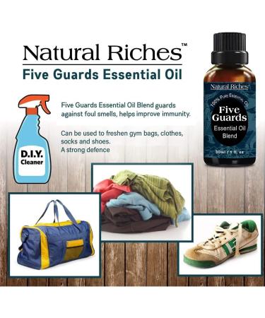 Five Guards Essential Oil Blend 30ml - Clove, Cinnamon, Lemon, Rosemary, Eucalyptus Aromatherapy Oil for Health Shield - 1 Fl Oz - Buy Online on GoSupps.com