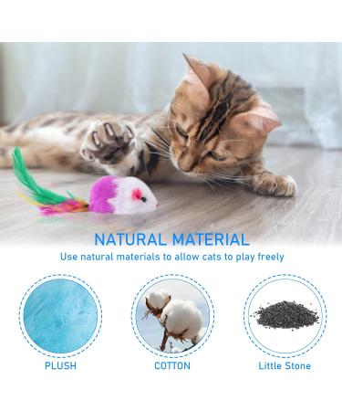 Molain 12 Pieces Cat Mice Toys Furry Cat Toy Interactive Toys Cat Mouse Animals Toys for Indoor Cats and Kittens - Buy Online on GoSupps.com