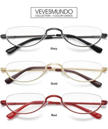 Vevesmundo Metal Reading Glasses Half-Moon Design | 3.5 Diopter Semi-Frame Glasses for Men & Women - Stylish Visual Aid - Buy Online on GoSupps.com