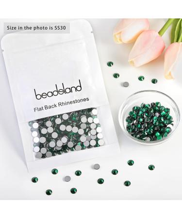 Beadsland 288 Pieces Flat Back Rhinestones - Emerald Green Nail Crystals (SS30 6.4-6.6mm) for Nail Art and Craft Projects - Buy Online on GoSupps.com