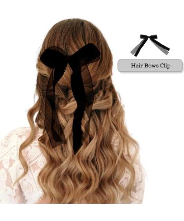 Velvet Hair Bows Clips for Women Black Ribbon Clips for Girls Cute Big Bowknot Hair Clips Barrettes Accessories for Party Birthday Holiday Graduation - Buy Online on GoSupps.com