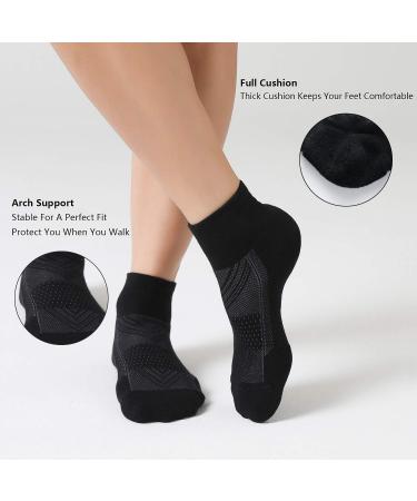 CelerSport Men's Ankle Socks 6 Pack - Cushioned Sport Athletic Running Socks, Black (Size 9-12) - Buy Online on GoSupps.com