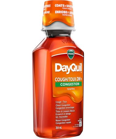 Vicks DayQuil Cough & Congestion Non-Drowsy Liquid Medicine Non-Drowsy Daytime Relief for Cough Mucus and Congestion Citrus Flavour 354ml - Buy Online on GoSupps.com