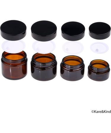 Kare & Kind Refillable Cosmetics Jars Kit | 4 Amber Glass Jars Lids & Labels | Perfect for Creams Oils & Powders - Buy Online on GoSupps.com
