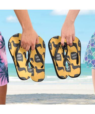 Mnsruu Dachshund Dog Flip Flops - Yellow Multicolor Small Size | Stylish Pet Footwear for All Breeds - International Shipping Available - Buy Online on GoSupps.com