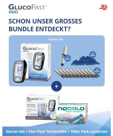 Gluco-fist Duo Blood Sugar Meter Starter Set | 10 Test Strips & Lancets | Accurate Diabetes Monitoring in MMOL/L | International Shipping Available - Buy Online on GoSupps.com