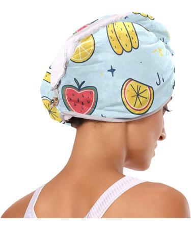 Lovely Cartoon Fruit Hair Towel 2 Pack - Super Absorbent Quick Dry Hair Turbans for Women & Girls - Buy Online on GoSupps.com
