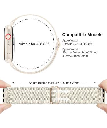 CTYBB 4 Pack Stretchy Nylon Solo Loop Bands for Apple Watch 41mm/40mm - Adjustable Braided Elastic Straps for iWatch Series 8/7/6/5/4/3/2/1/SE - Women's & Men's Wristbands - Ultra A-Black/Rose Pink/Starlight/Cactus - Buy Online on GoSupps.com