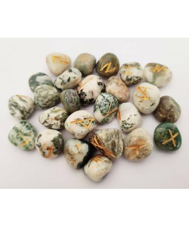 Sharvgun Tree Agate Rune Stone Set 25 pi ces avec tableau en bois MDF runique grav lettrage symbolique pa en velours noir/rouge pochette incluse bo te-cadeau
