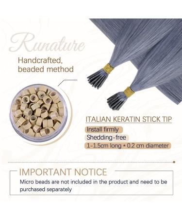 Runature Gray Blue I-Tip Real Hair Extensions - 50cm 25g Bonding Keratin Hair Recovery - Premium Quality Gray Blue Bonding Extensions - Buy Online on GoSupps.com