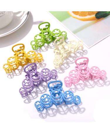 Boderier Smile Face Hair Claw Clips 6 Pack Metal Painted Nonslip Hair Grip for Women Y2K Jaw Clips Strong Holder 6 Colors (Light Colors) - Buy Online on GoSupps.com