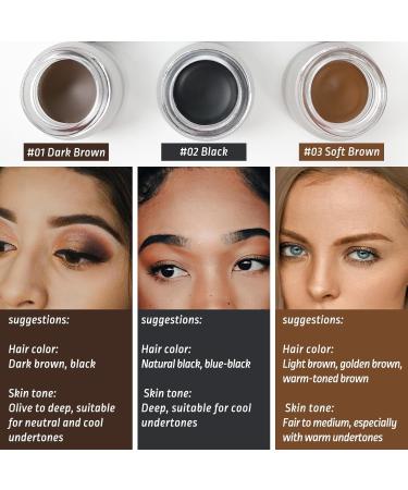 Buy Eyebrow Pomade Stamp | Microblading Liquid Pen Kit | Dark Brown Eyebrow Kit with Spoolie Brush & Travel Pouch - Fast International Shipping - Buy Online on GoSupps.com