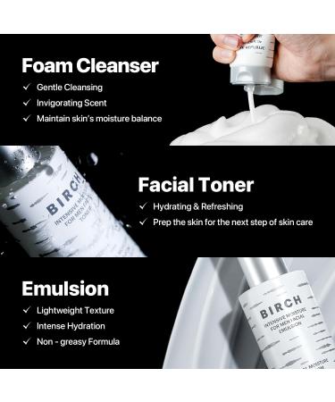 Nature Republic Birch Intensive for Men Skin Care Kit Face Wash & Moisturizer for Hydrated Skin Facial Toner (4.05 Fl.Oz) Emulsion (4.05 Fl.Oz) Cleaner (3.38 Fl.Oz) Korean Gift Sets - Buy Online on GoSupps.com
