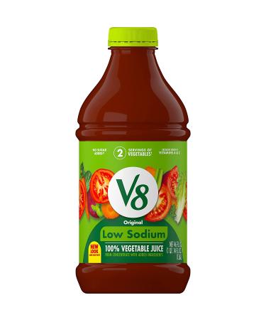 V8 Low Sodium Original Vegetable Juice 46 FL OZ Bottle (Pack of 6) - 100% Vegetable Blend with Tomato Juice - Buy Online on GoSupps.com