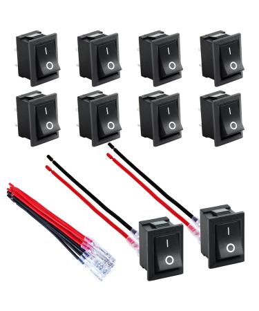 DaierTek Mini Rocker Switch T85 2 Pin SPST Small ON Off Appliance ON and Off Rocker Toggle KCD1 Switch 12V 20A 120V 10A Per-Wired Black -10Pack