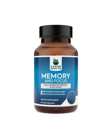 Avoirr Health Advanced Memory Formula for Brain Supplements - Memory and Focus - Brahmi | bacopa monnieri Supplement & Ashwagandha Cognitive Support | 800mg 60 Veg Vitamins Caps